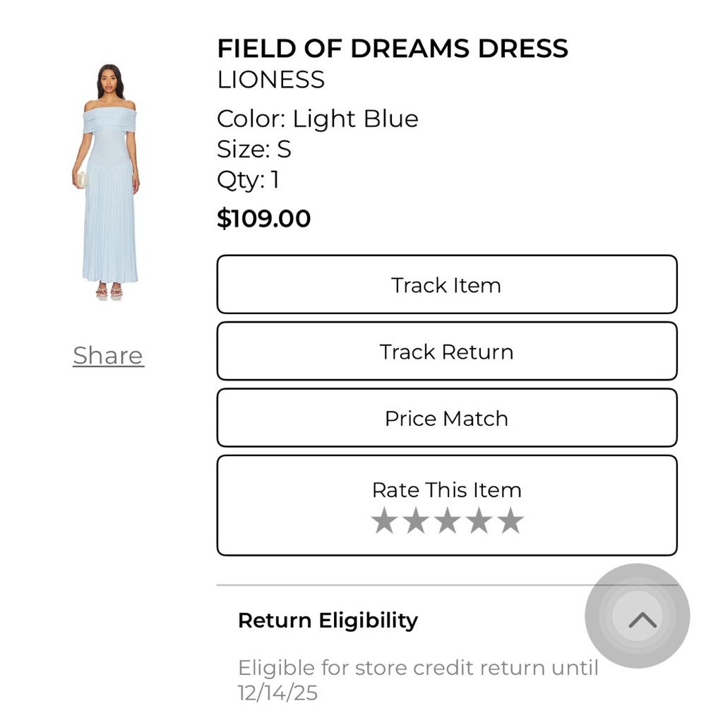 Lioness Field of Dreams Dress. Size small